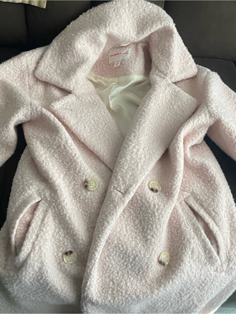 Joe Fresh Light Pink Teddy Bouclé Double-Breasted Coat - Picture 6 of 9